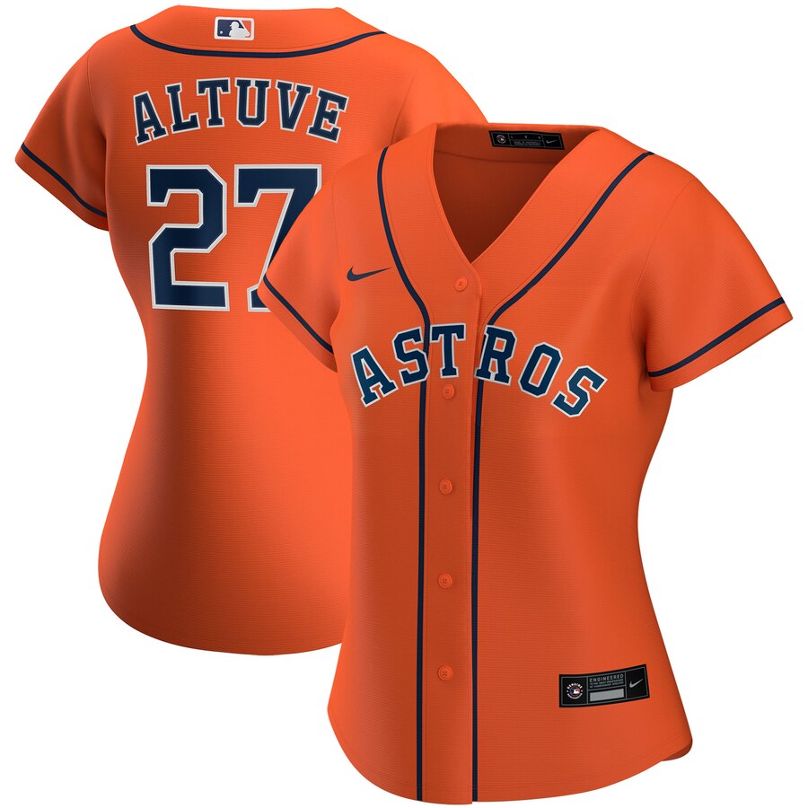 Houston Astros #27 Jose Altuve Nike Women Alternate 2020 MLB Player Jersey Orange